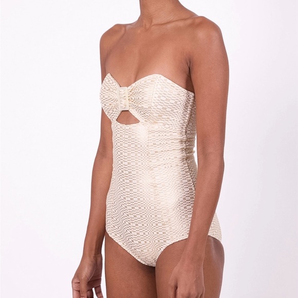 NWOT Lisa Marie Fernandez Buckle Bandeau Maillot swimsuit - Picture 3 of 13